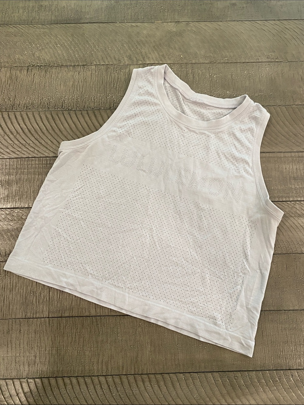 lululemon athletica White Perforated Crop Muscle Tank